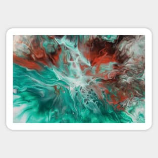 Green Acrylic Pour Painting Sticker